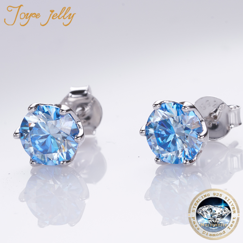 1-4 CT D Color VVS1 3EX Moissanite Stud Earrings Brilliant Round 8H8A Cut Lab Diamond Platinum Plated Women's Silver 925 Jewelry