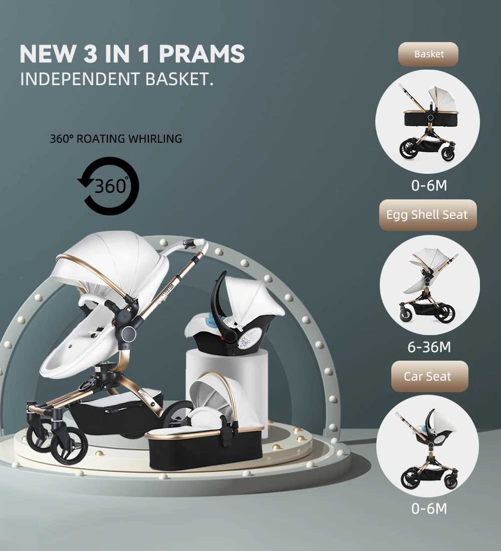 Strollers# Fast and free shipping 3in1 baby stroller Aulon 360 roation pram newborn bassinet egg shell seat lying and seat infant carriage WX-image-997048424