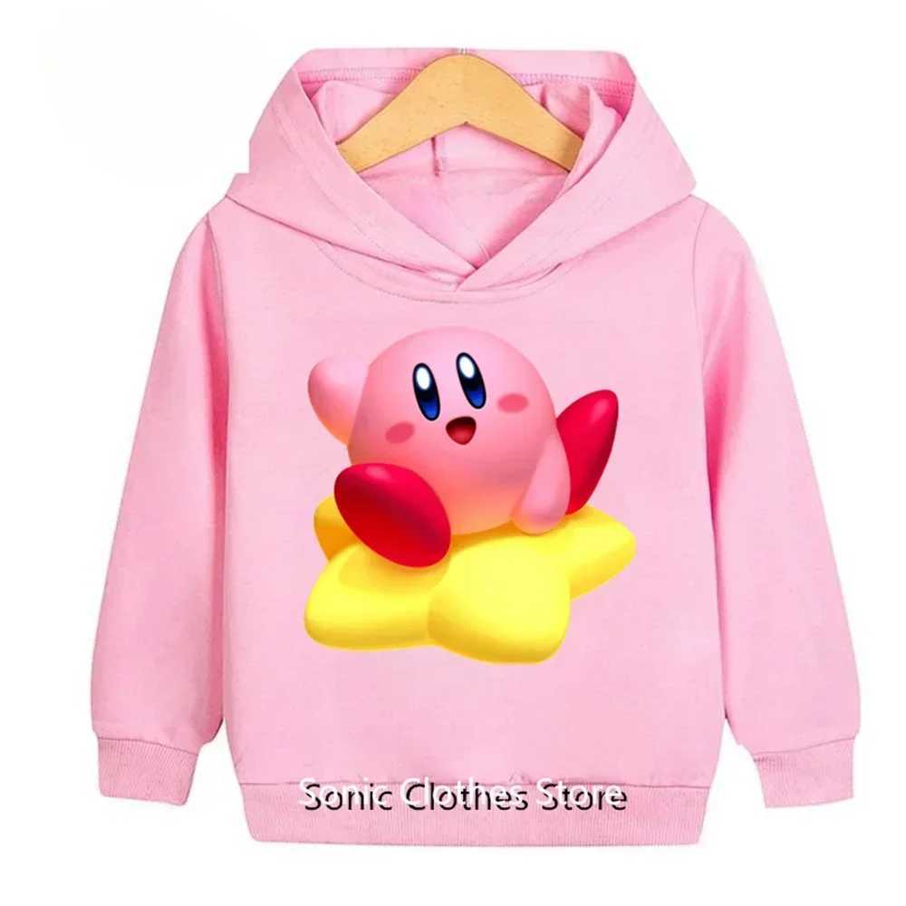 Hoodies Sweatshirts Kawaii Kirby Anime Hoodie for Girls Boys Thick Long Sleeve Clothing Autumn Cartoon Figure Hoodies with Hat Sweatshirt Childre-image-999215745
