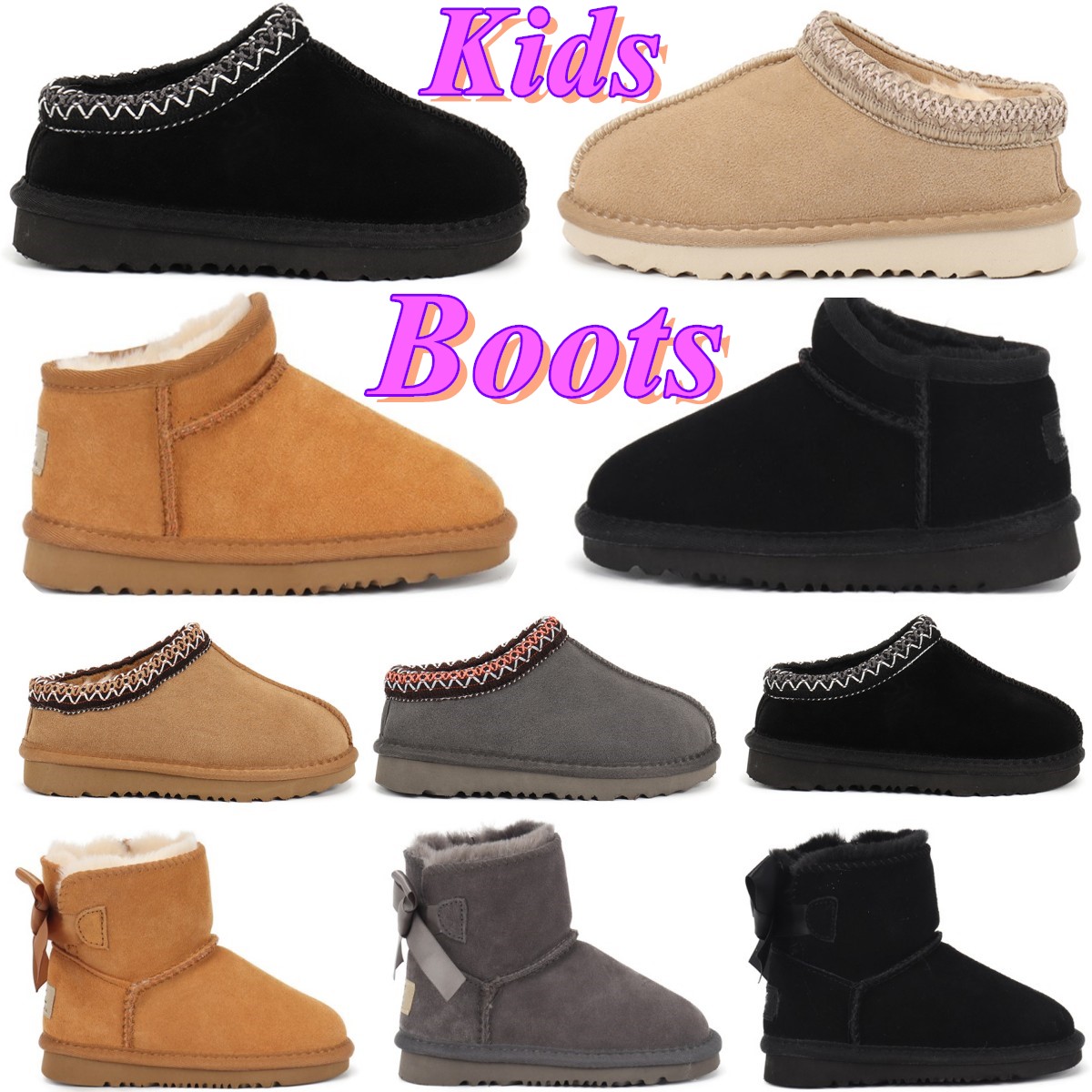 kids boots Toddler tasman slippers designer baby Australia ultra mini Boots bow shoes boys girls boot Children Kid winter booties youth infants-image-873816162