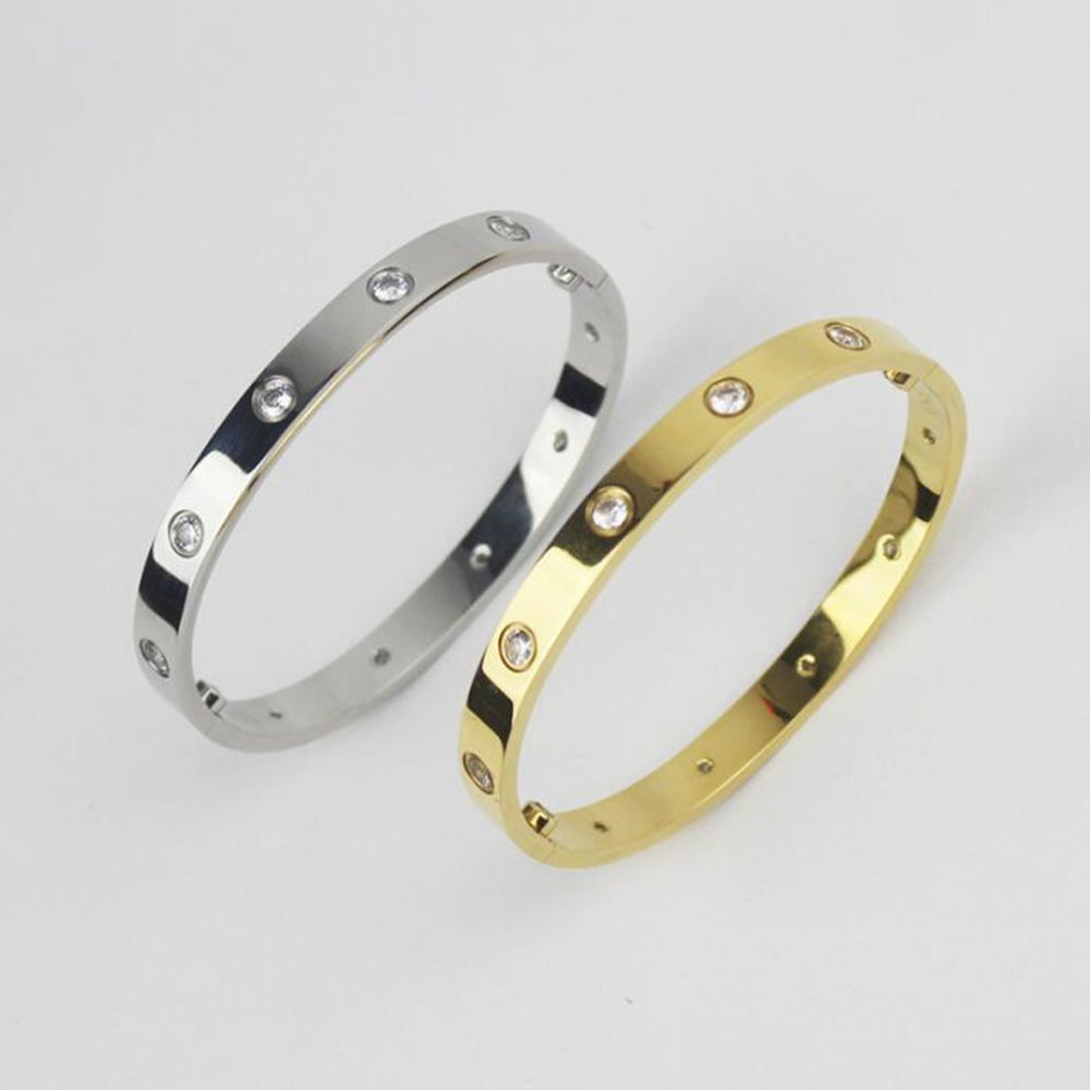 Fashion Bracelet Ladies Rose Silver Lady Bangle Classic 5.0 18K Gold Plated Titanium Steel Diamond Luxury Designer Jewelry Womens Mens Jewelry Brace
