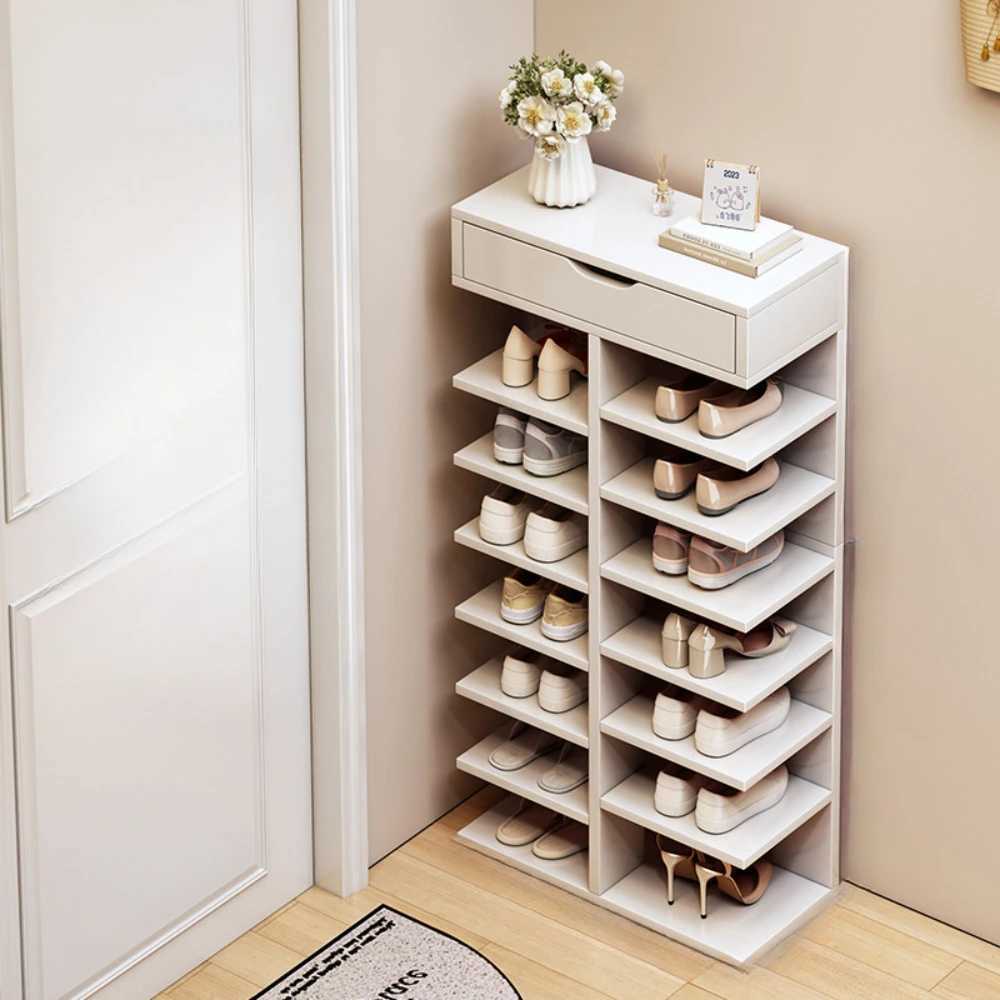 Storage Holders Racks Wooden Shoe Cabinets Simple Shoe Rack Display Modern Multilayer Shoes Racks Furniture Living Room Multi-Layer Small Shoe Ca-image-997084116