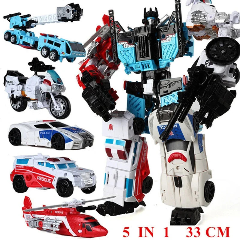 Haizhixing 5 in 1 Defensor Transformation Toys Anime Action Figure KO G1 Robot Aircraft Engineering Vehicle Model NO Box 240624