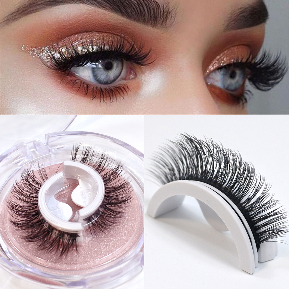 Self Adhesive Eyelashes Glue-Free Reusable 3d Wispy Thick Natural Lashes Makeup Fake Eyelashes-image-997125759