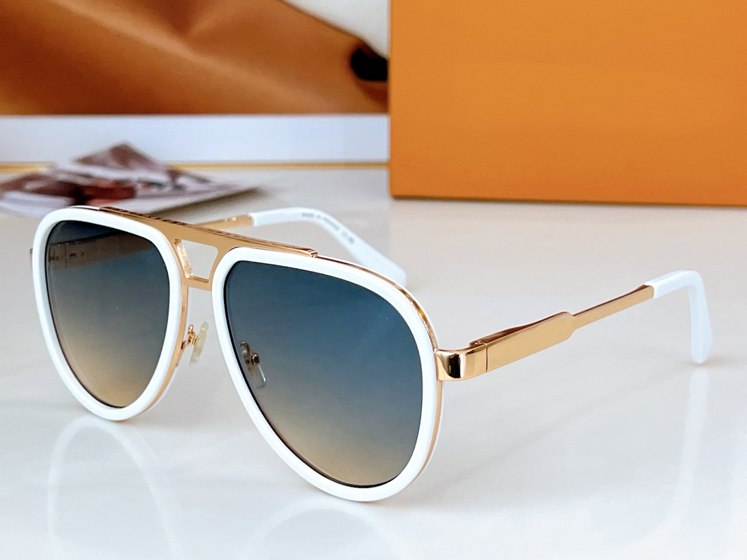 Lunettes de soleil pilote Vintage, or blanc bleu ombré pour hommes et femmes, lunettes d'été élégantes, gris fumée UV400 avec boîte