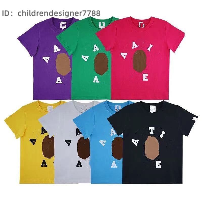 DHgate baby Kids T-shirts White boys girls todders Summer Finger Loose kid children youth Casual Short Sleeve T-shirt Printed Tops &Tees-image-997672050