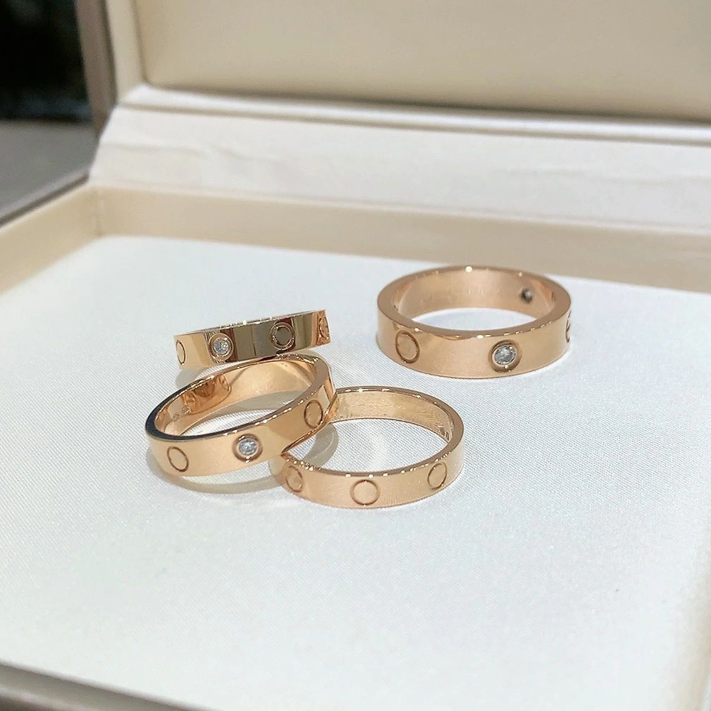 Classic Love Screw Ring Diamond Ring Jewelry Designer for Women Titanium Steel Rings Gold-Plated Never Fading Non-Allergic, Gold/Silver/Rose Gold-image-591309839