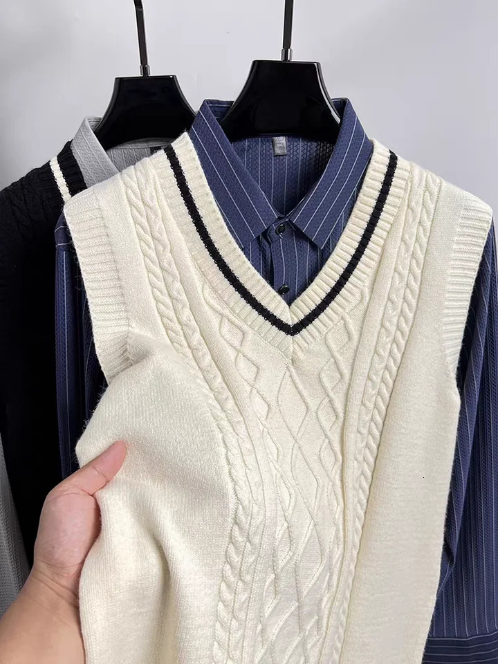 Fashion mens sleep free knitted sweater autumn and winter college style paired with jacquard boutique casual sweater 240930
