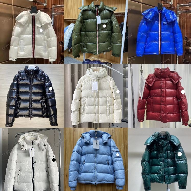 Men's Designer Puffer Jacket with Embroidered Badge - Down Filled Winter Parka