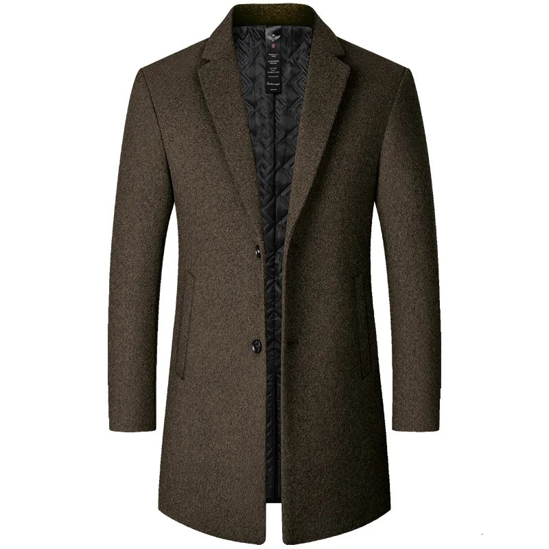 Mélange de laine pour hommes pour la tranchée d'automne et d'hiver Tranche de tranchée d'âge moyen et manteau pour hommes pour les affaires et le