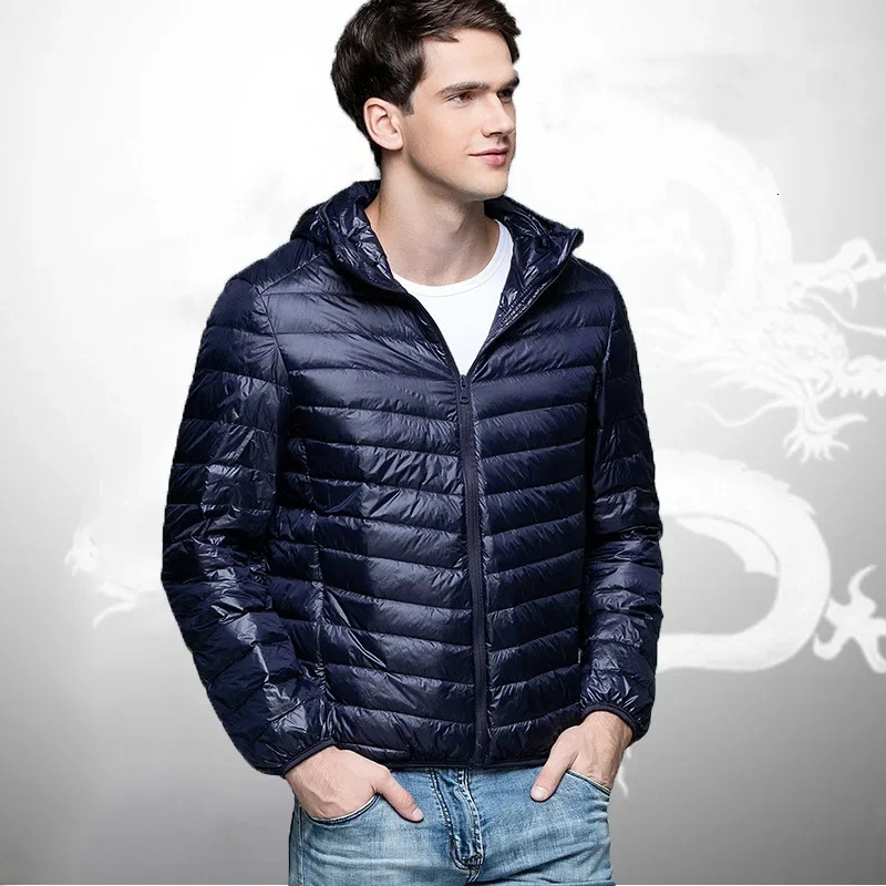 Duck down jacket mens hoodie short loose ultra light hoodie white duck down jacket warm duck down jacket hoodie wholesale 240929