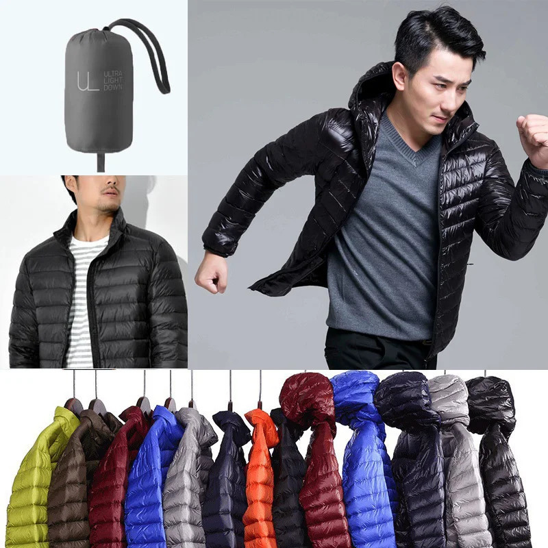 Mens Ultralight Down Jacket Winter Set Mens Waterproof Inflatable Jacket Windproof Jacket Mens Jacket Parkas Hoodie Jacket 240929