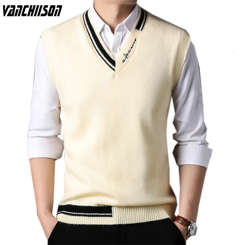 Débardeur tricoté pour hommes pull coréen sans manches grande taille 100kg Patch pull de travail tirant fleur col en v automne hiver 00026 240930