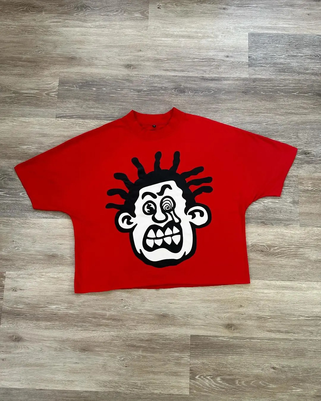 Harajuku big red cartoon graphic T-shirt printed with oversized Gothic casual street couple graphics y2k top Gothic mens clothing 240930