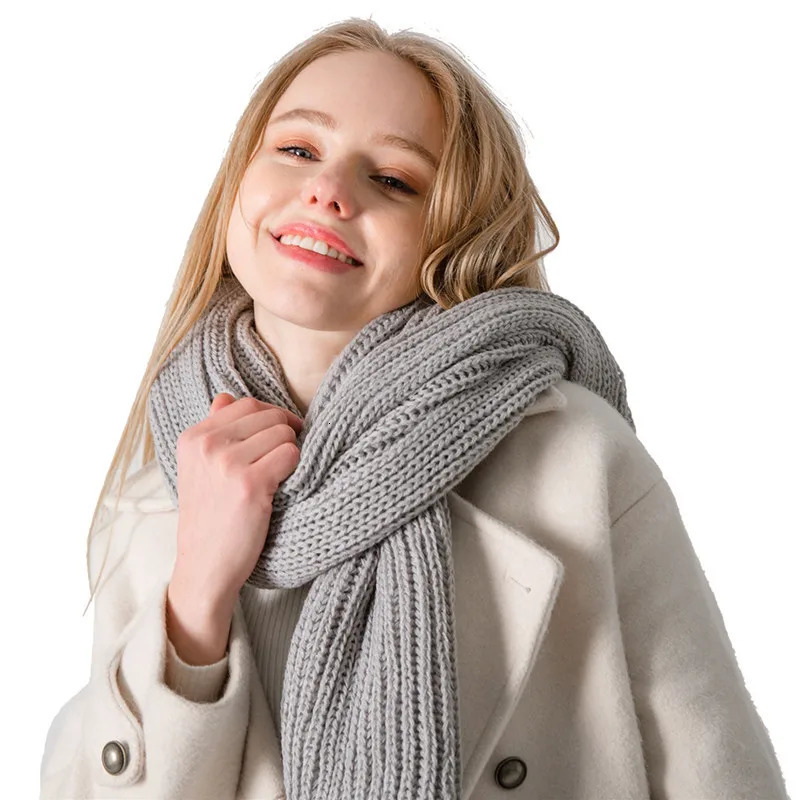 Winter Scarf Womens Korean Wool Scarf Lover Men and Women Thick Warm Student Internet Celebrity Solid Color Knitted Scarf E2837 240930