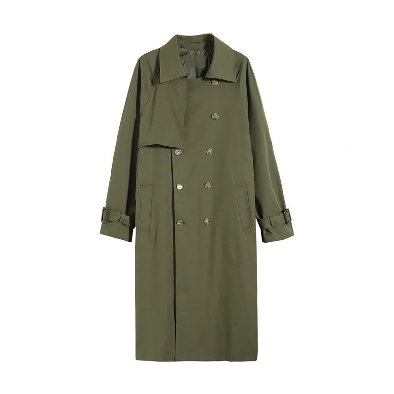 Version coréenne du vent moyen à long-vent beau sur la veste verte militaire du genou
