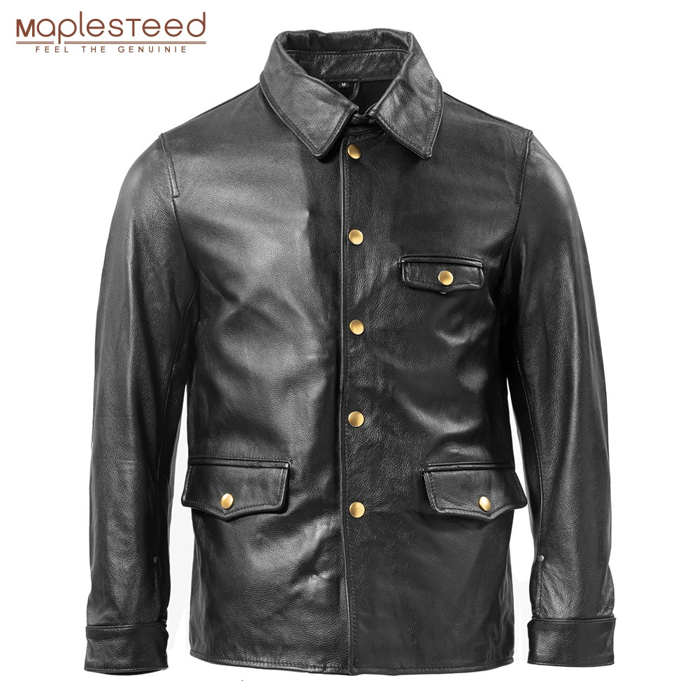 Brakeman jacket mens leather jacket 100% natural denim black mens leather jacket autumn mens clothing Asian size M269 240929