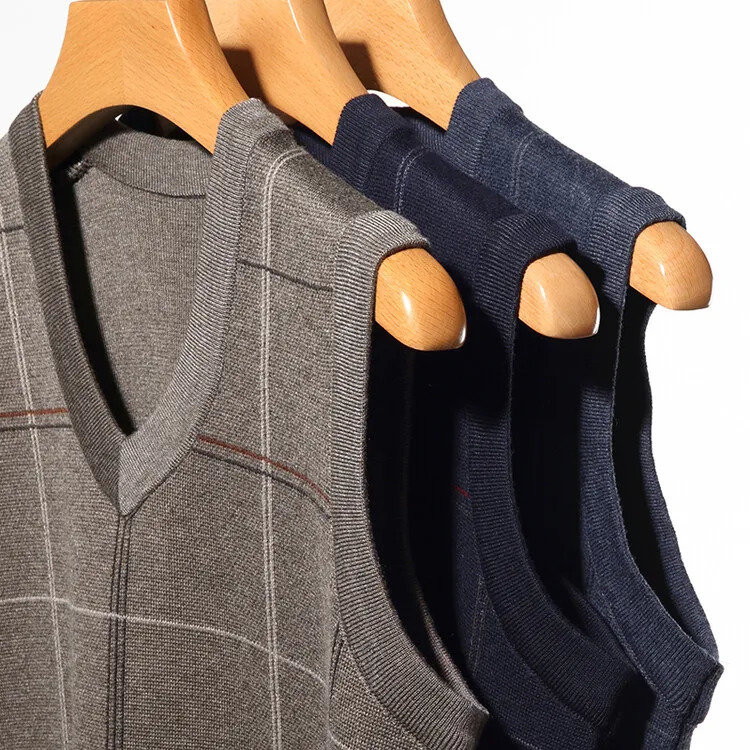 Mens V-neck sleeveless vest classic business gentleman knitted vest vest 240930