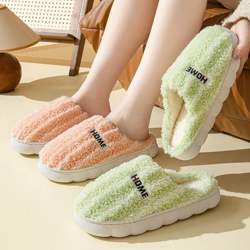 Winter coral velvet cotton slider for womens indoor leisure toe packaging slider for mens anti slip autumn thick soled polar wool shoes 240930