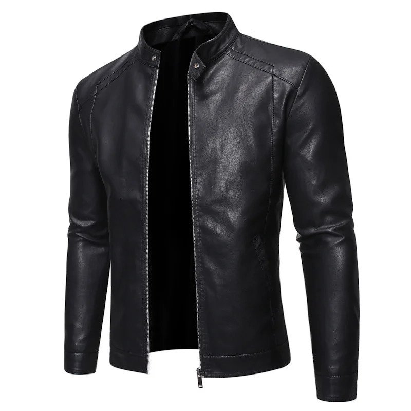 Mens PU zipper ultra-thin jacket casual mens retro motorcycle synthetic leather motorcycle jacket fashionable Jaqueta De Couro Masculina 240929