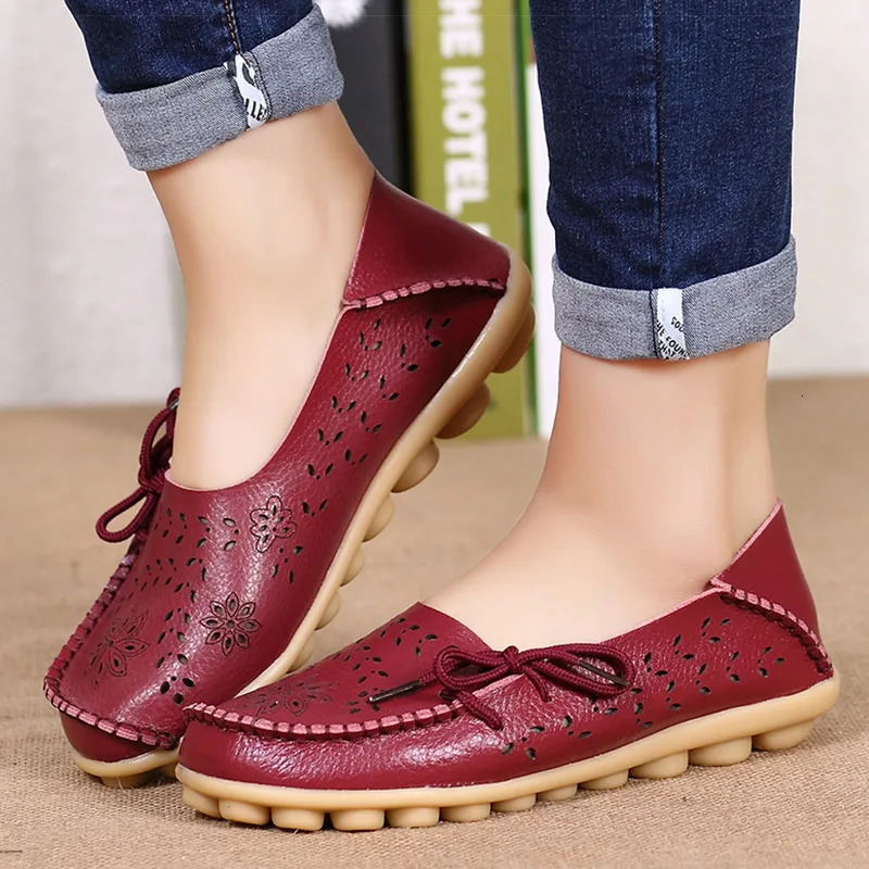 Chaussures plates Femmes Boucles en cuir respirant Chaussures décontractées pour femmes Slip on mocassins Zapatos Para Mujeres Chaussures plates