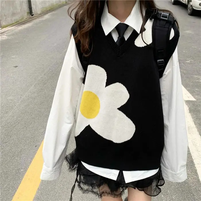 Pull d'habitude fantaisie Viete en tricot et gilet sans manches en tricot en couchée