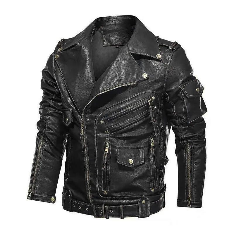 Motorcycle style casual jacket black warm jacket mens mens autumn and winter mens high-quality fashionable jacket leather jacket 240929