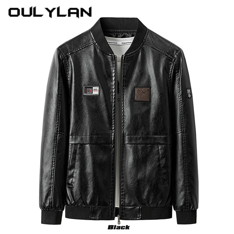 Fashion mens leather jacket autumn ultra-thin motorcycle riding set PU leather jacket waterproof work clothes motorcycle top 240929