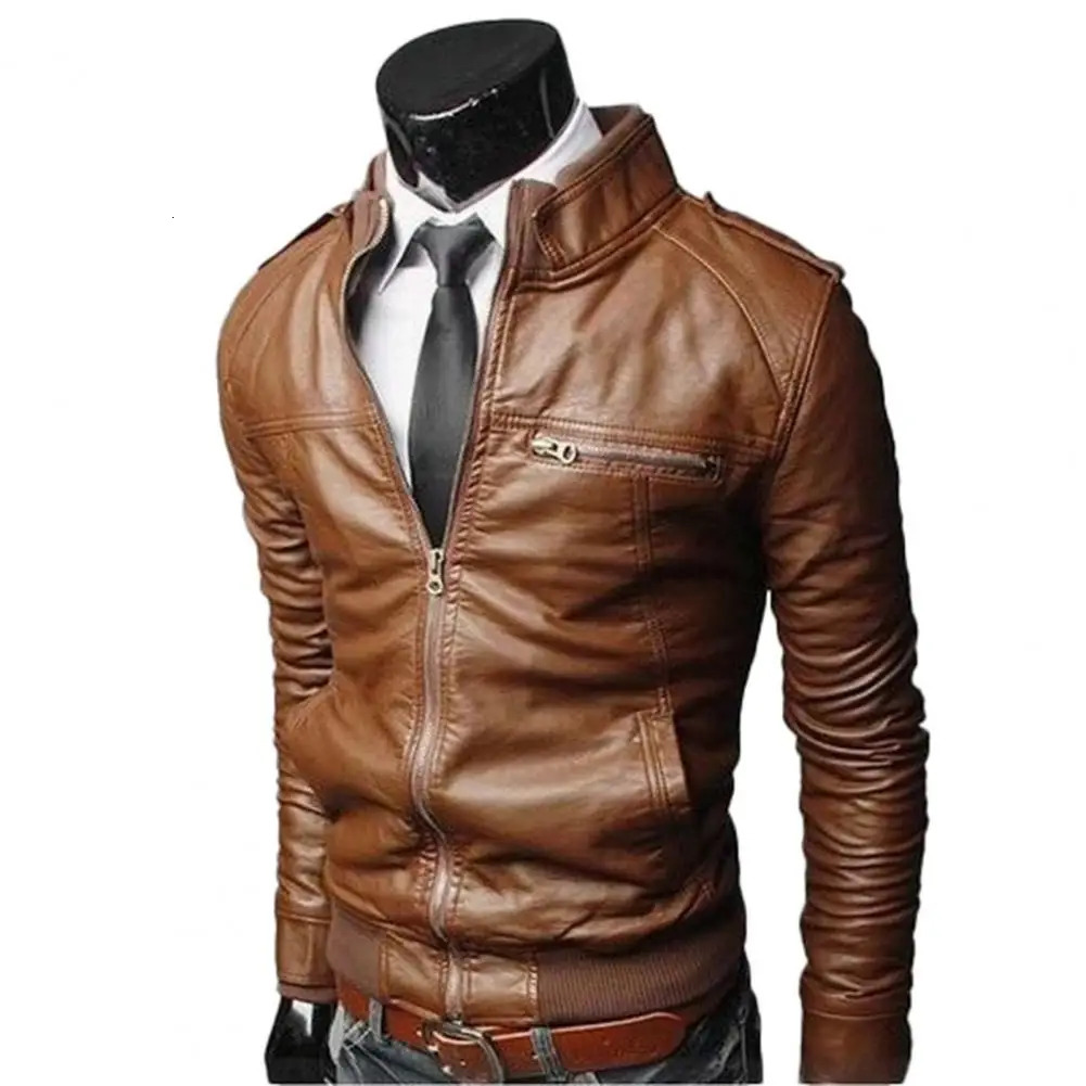 mens motorcycle leather jacket ultra-thin mens artificial leather jacket mens clothing jacket 240929