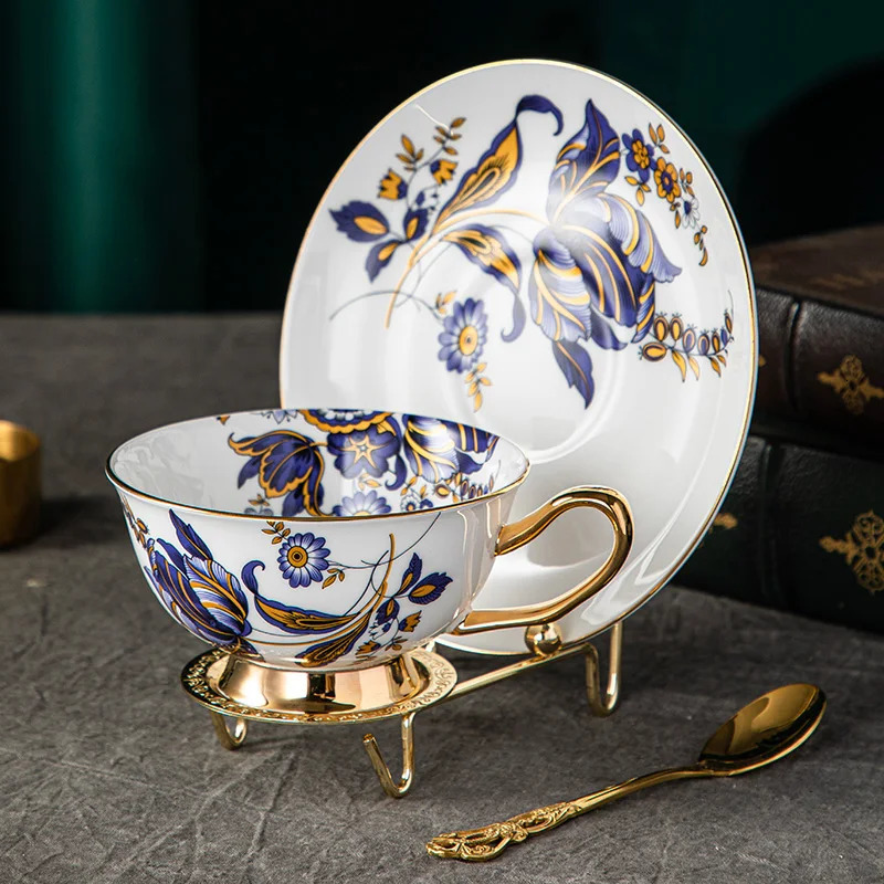 Bone Chinese Teacup Teaspoon Set 200ml Top Ceramic Coffee Cup UK Afternoon Tea Cup Beverage Coffee Cup Tea Set 240929 K260225-image-1095439466