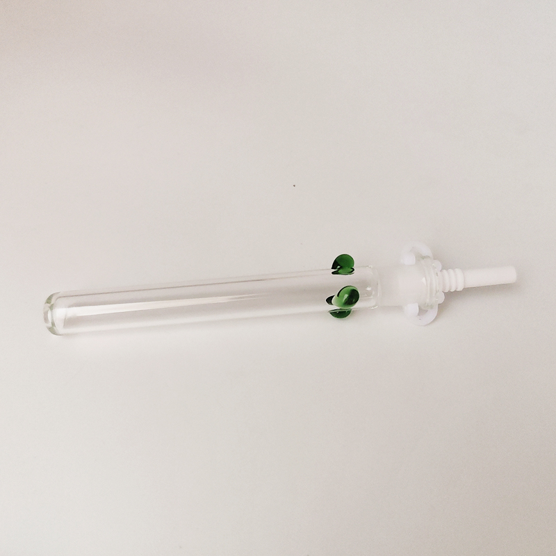 Clear Glass Nector Straw Kit with Ceramic Tip - Includes Plastic Clip & Three-Colored Dot Design (4.8 Inches)-image-1023442013