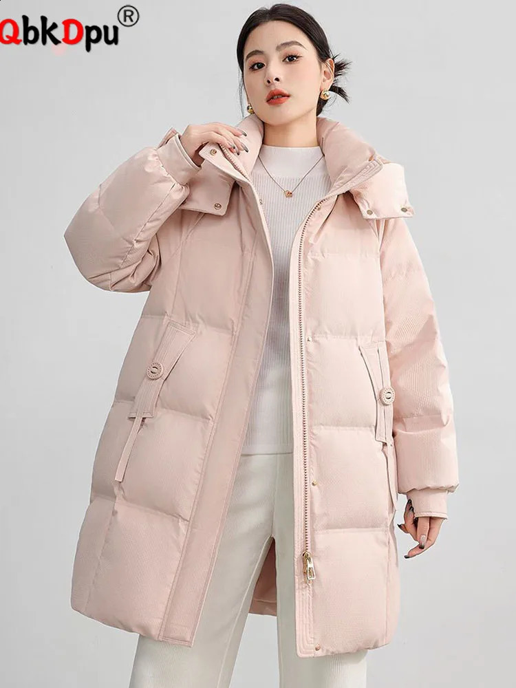 Hiver Hooded Abrigos Abrigos Top Womens décontracté Zippe à mi-longueur en coton Veste de coton coréen Veste à manches longues 240930