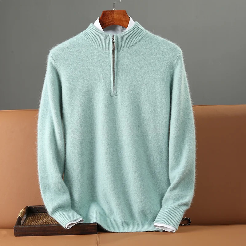 Automne épais 100% Sweater en cachemire de vison pour hommes semi-couches à couche à couches tricots Floral Casual Business Homme chaud Top 24093