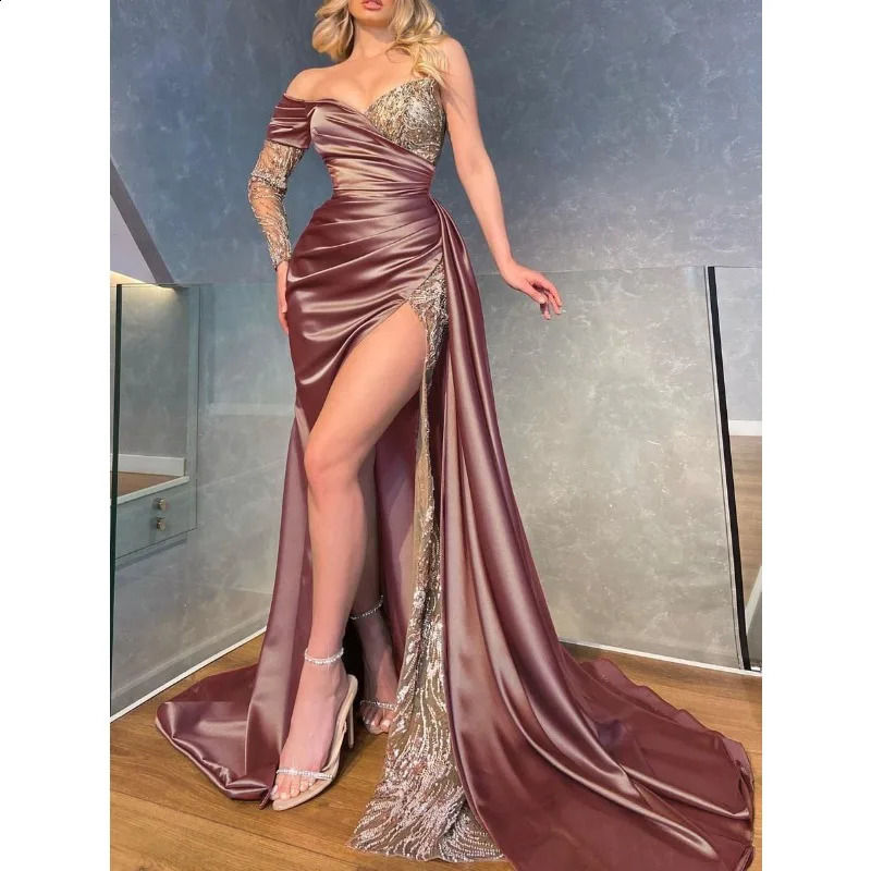 Womens sexy lace slim fit patchwork irregular dress autumn elegant dress womens slanted neck strapless party formal dress 240929