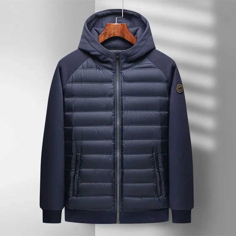 Men's Down Parkas 2023 High quality Fashion Matching Light Down Jacket Mens and Womens Patchwork Clothes Hooded Casual H241004