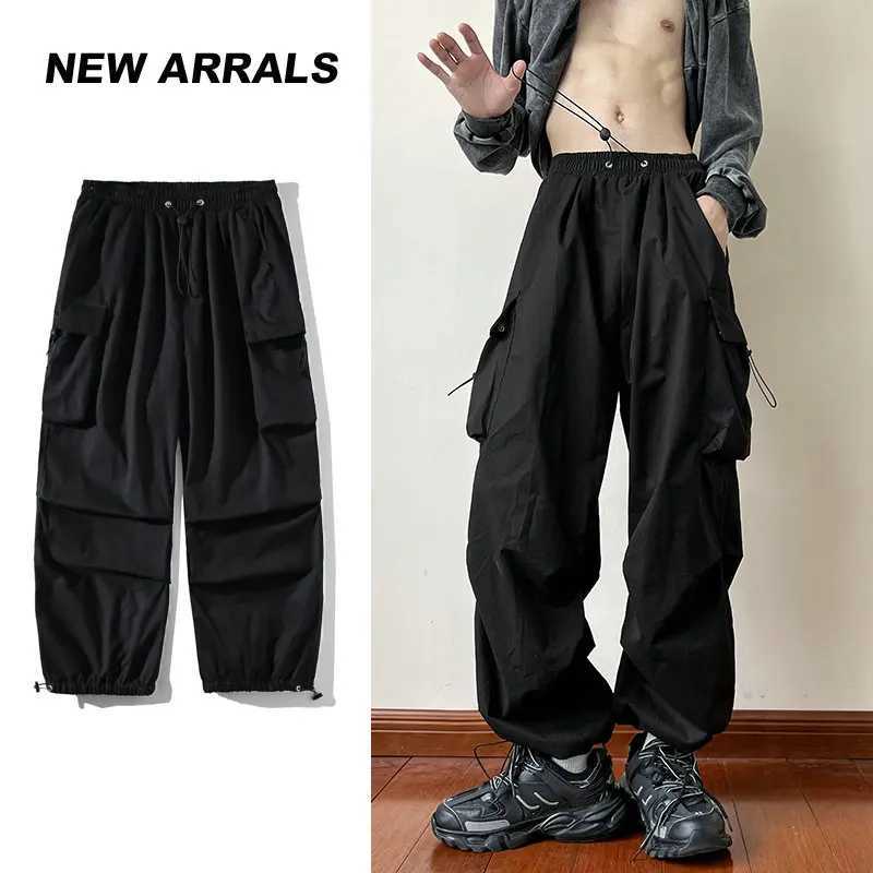 Pantalons de cargaison Y2K Streetwear Mens Casual Solid Pocket Lignet Pantalon Harajuku Hippie Runner Sports Pantalon Pantalones W240930