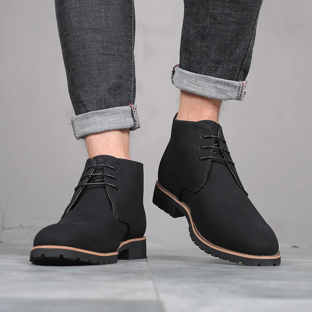 Mens classic suede Chelsea Chukka mens casual British style short boots high top winter shoes 240930