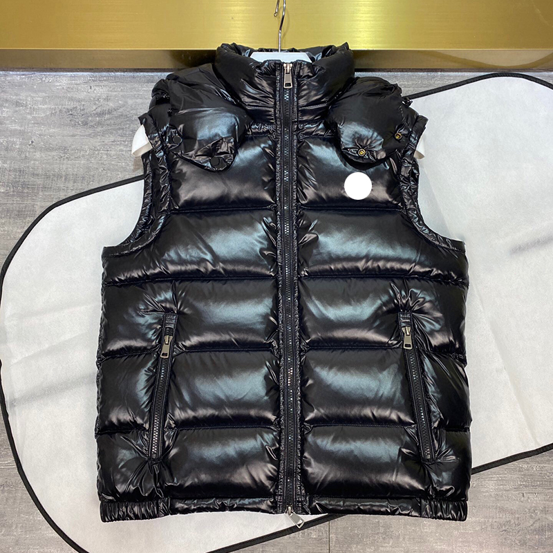 classic chest embroidery badge men gilet winter hooded men down vest outdoor fashion men bodywarmer size 1--5