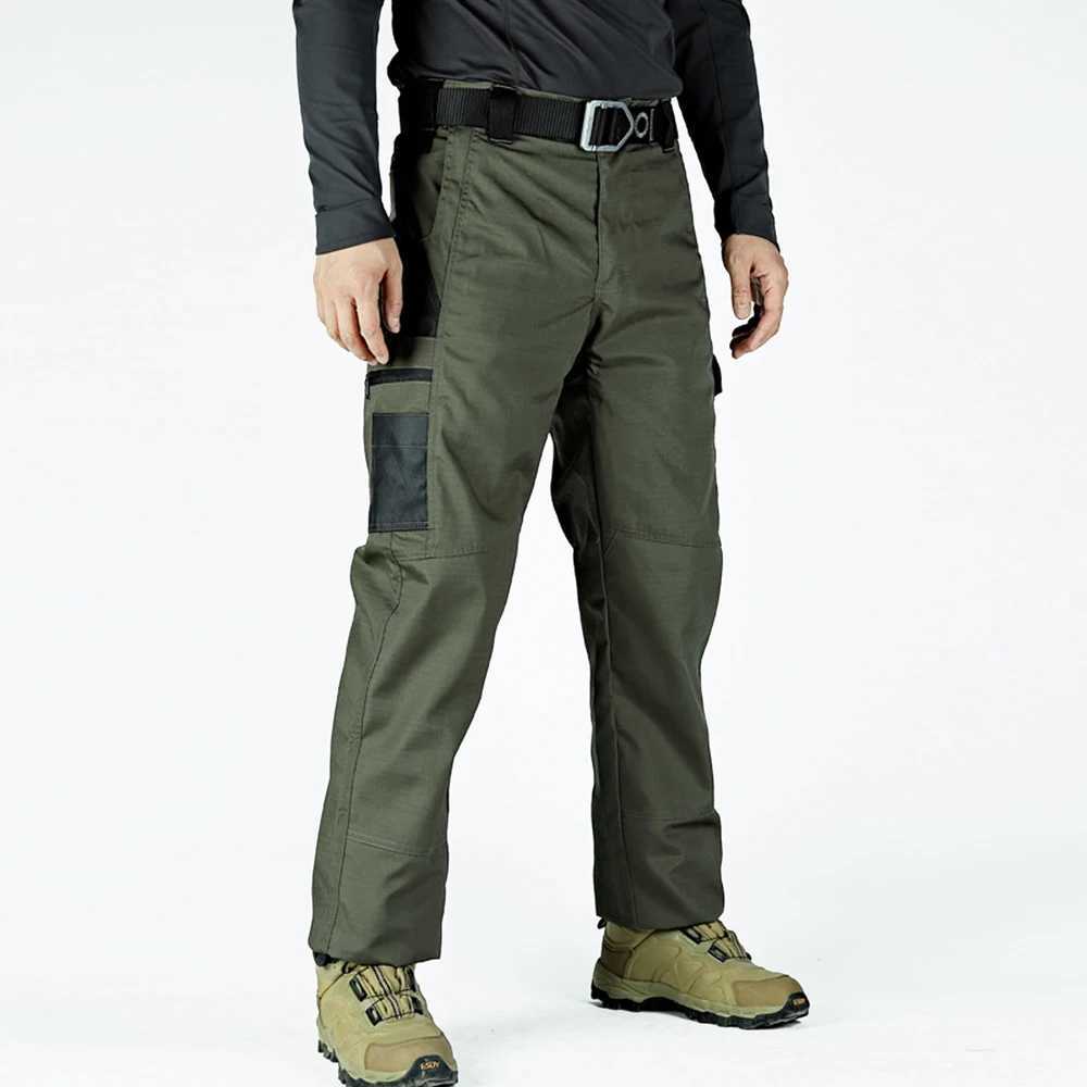 Mens cargo multi pocket workwear casual tactical pants mens outdoor straight spring and autumn wear resistant Trouser W240930 cc