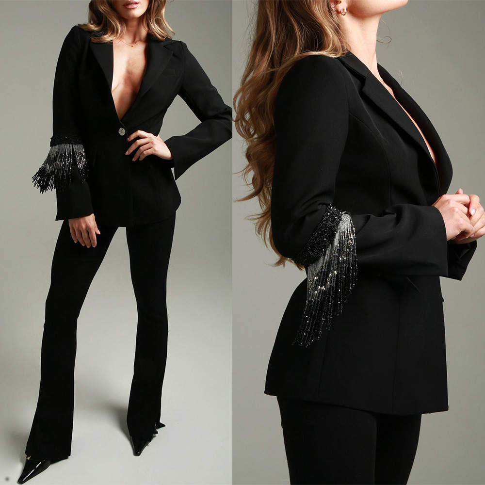 Designer Women Wedding Sets Custom Made Beading Formal Ladies Tuxedos Birthday Party Evening Guest Wear 2 Pieces