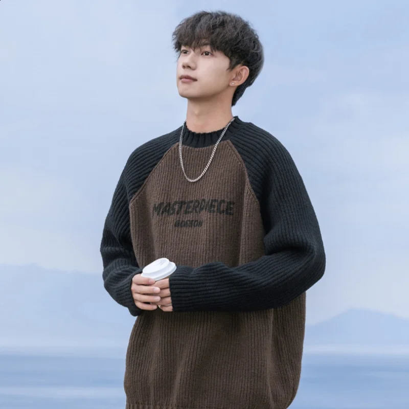 Pull de verrouillage de couleur pour hommes automne d'hiver d'hiver imprime courte gras en tricot en tricot en tricot tricot chaud doux pulat 240