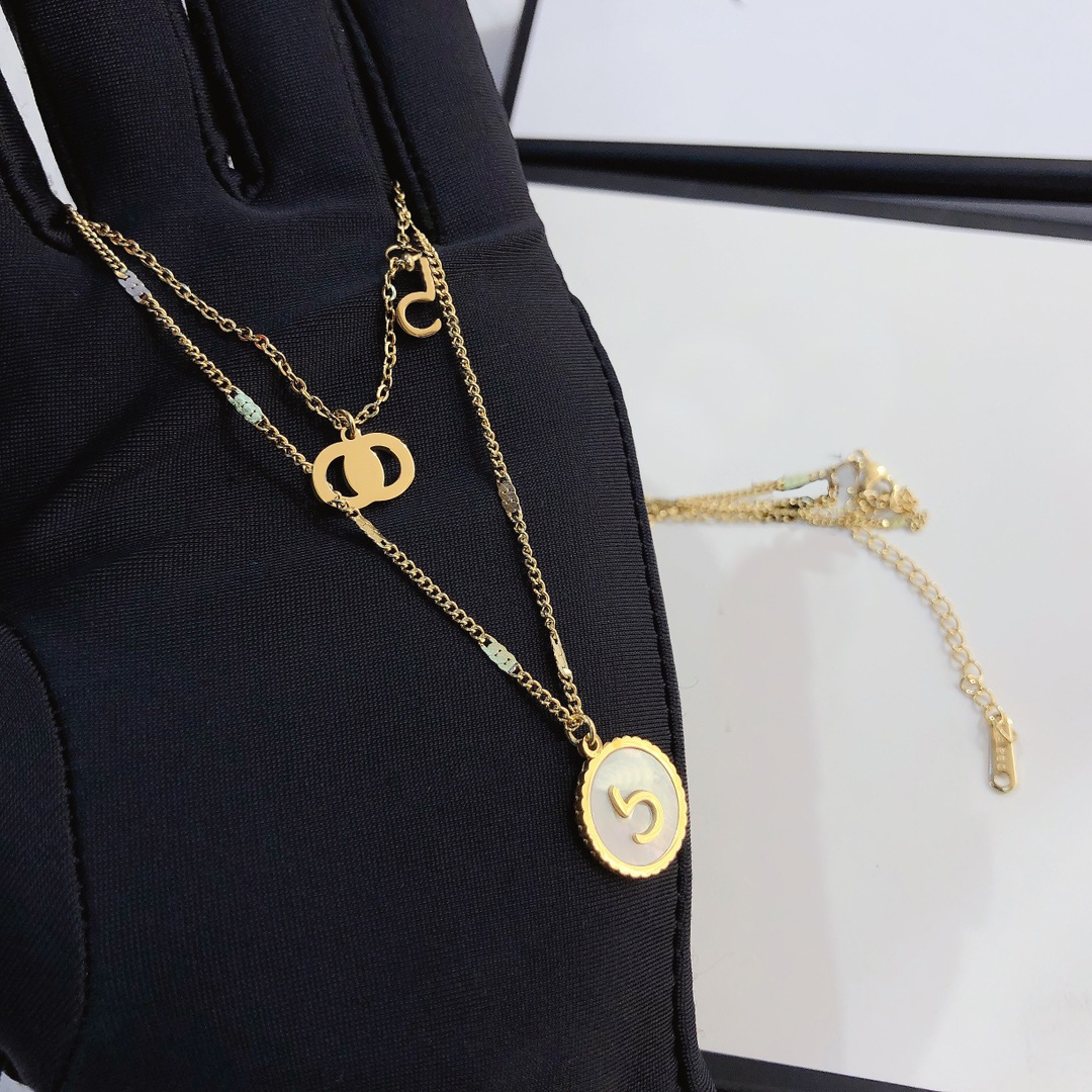 Luxury Pendant Necklaces Classic Design Double Layer Necklace High end Designer Jewelry Long Chains Fashion Women Exclusive Selection Womens Gift-image-831571563