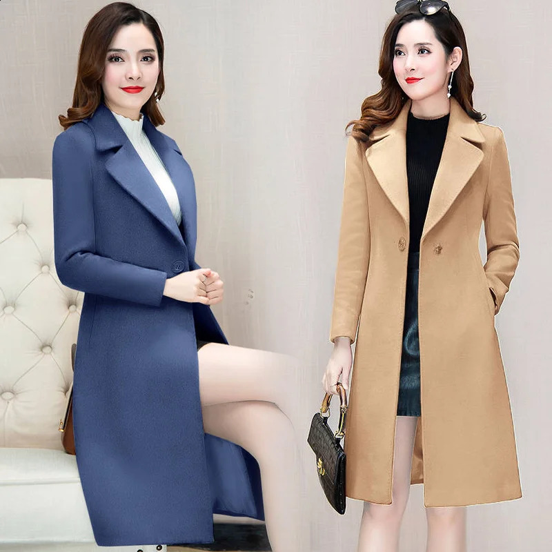 Coat Phoenix Woolen In-stock Dragon Womens Medium-length Spring Korean Style Suit Collar Overcoat 240927 N260805