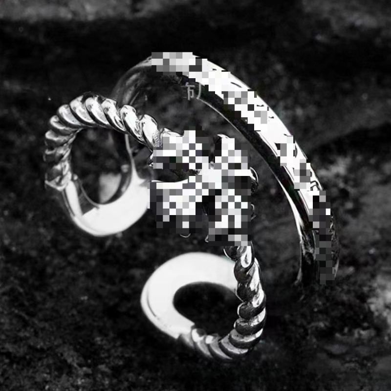 Designer Rings Vintage Double-layer Crosses Hollowed-up Twist Open Ring European and American Hip Hop Style