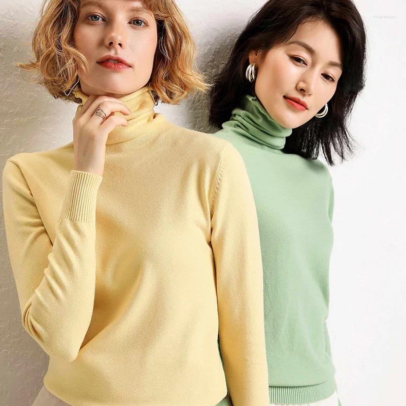 Women's Sweaters Autumn Winter For Women Fashion Cashmere Turtleneck Pullover Knitted High Elastic Slim Quality Woman