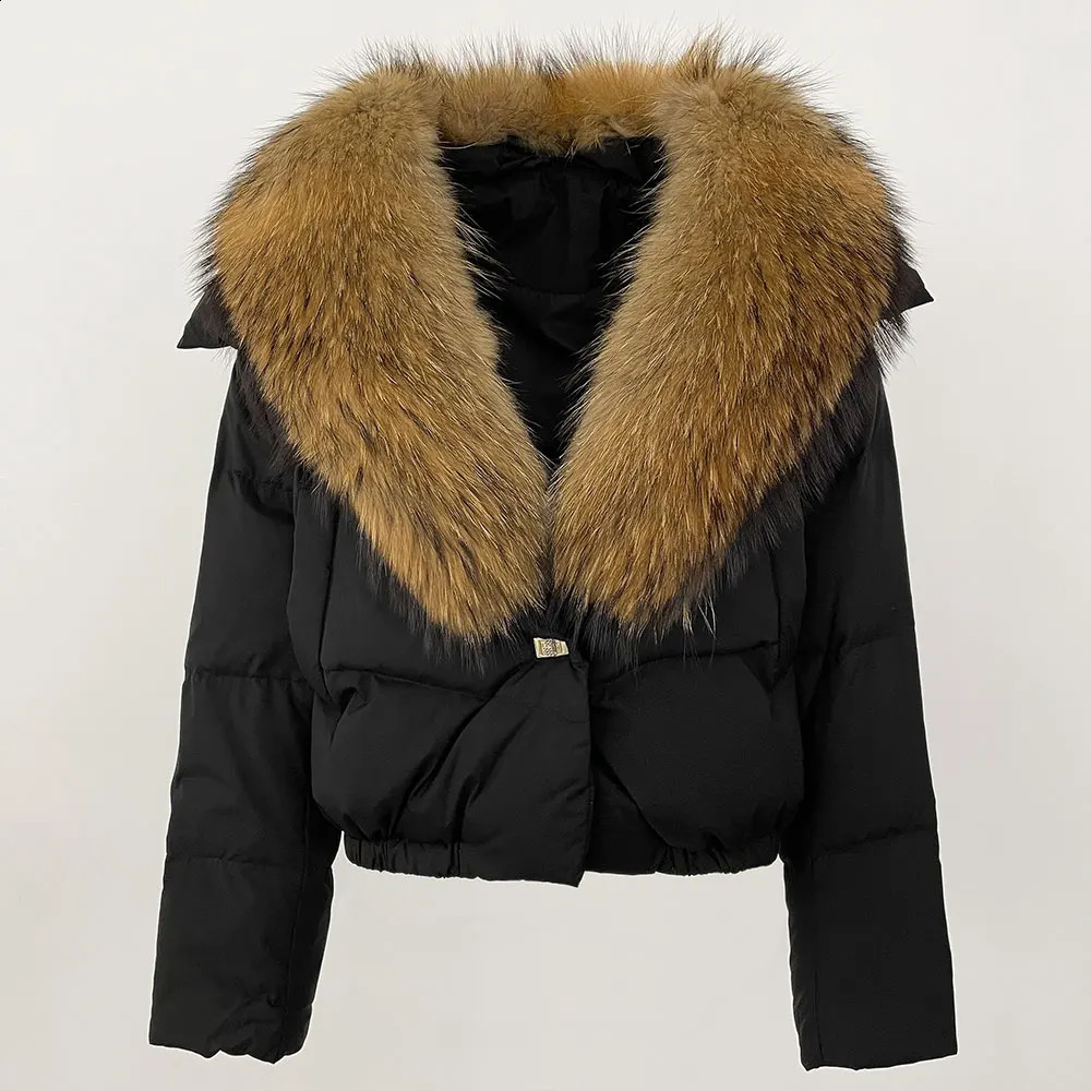 Real Fox fur jacket winter womens Big Real Fox fur collar natural thick warm duck jacket short streetwear 240930