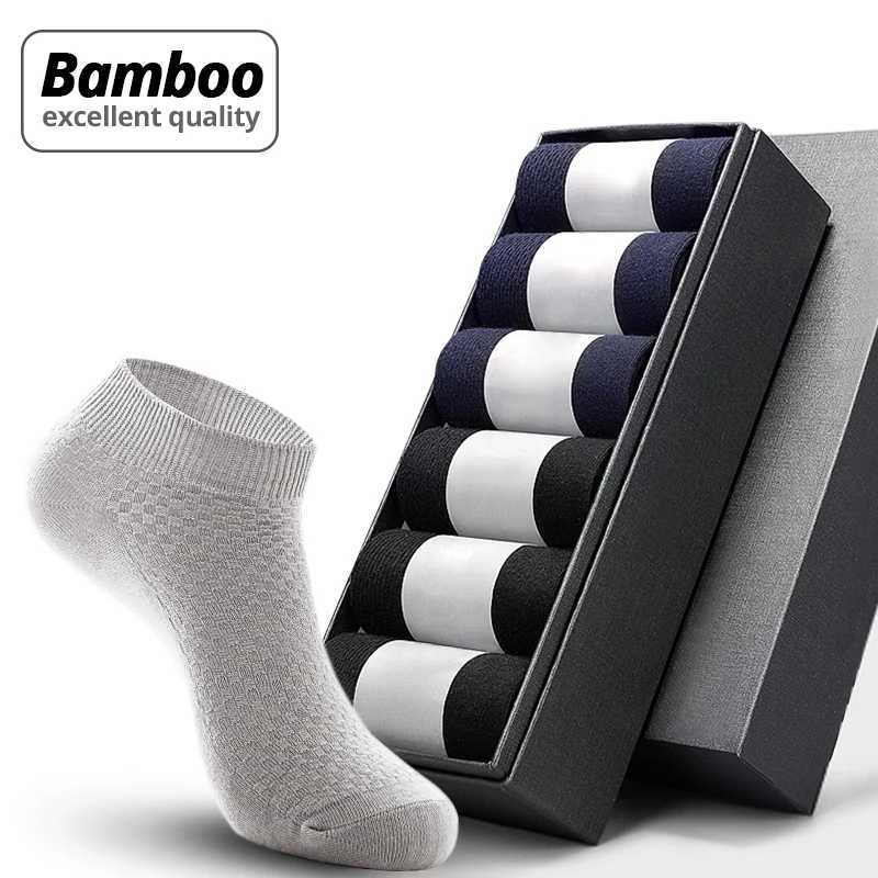 HSS 5 pairs/batch mens socks bamboo fiber short ankle socks high-quality summer and winter business breathable mens socks Meias mens socks W24100