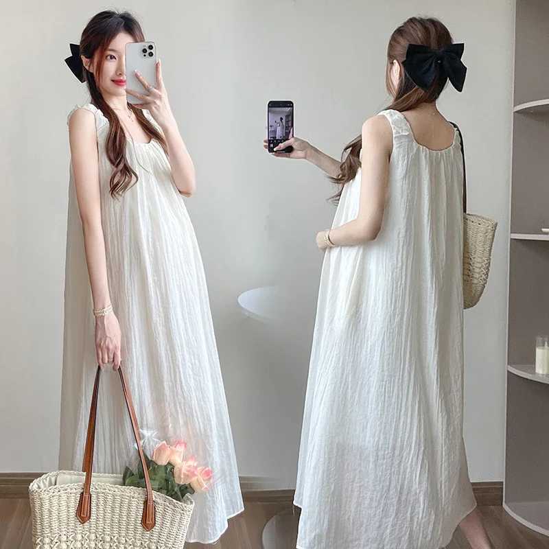 Summer Loose Maternity A-line Tank Dress Sweet Sleeveless Sundress Pregnant Woman Vocation Clothes Maternity Dresses PhotoshootXJ241005 M260328-image-1095556355
