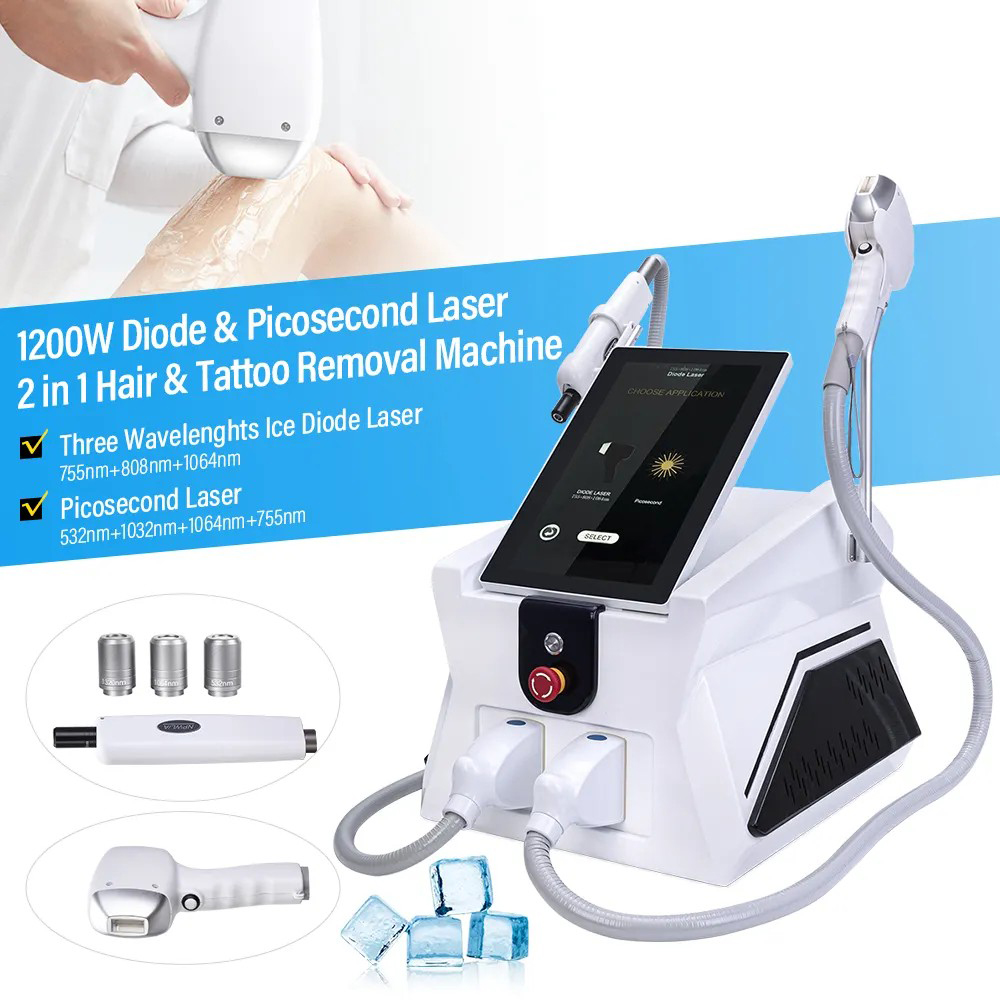 New Design 2 IN 1 Picosecond 3000w Diode Laser Hair Removal Skin Rejuvenation and Tattoo Removal Machine