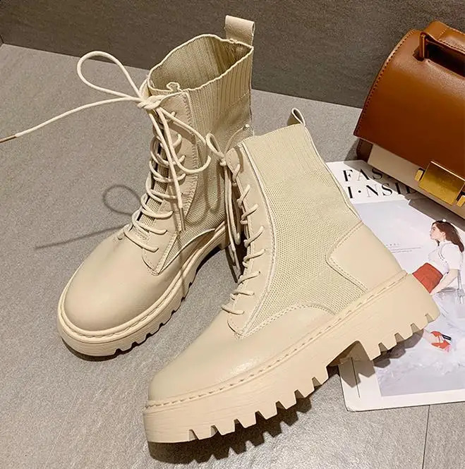 2024 Motorcycle Womens Spring Ankle Boots Boots Tick eel PlaoAnkle Brm Soes Womens Round Toe Fasion Boots 240930 M260805
